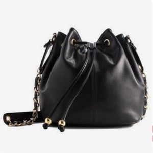 Sorial Black Faux Leather Bucket Bag